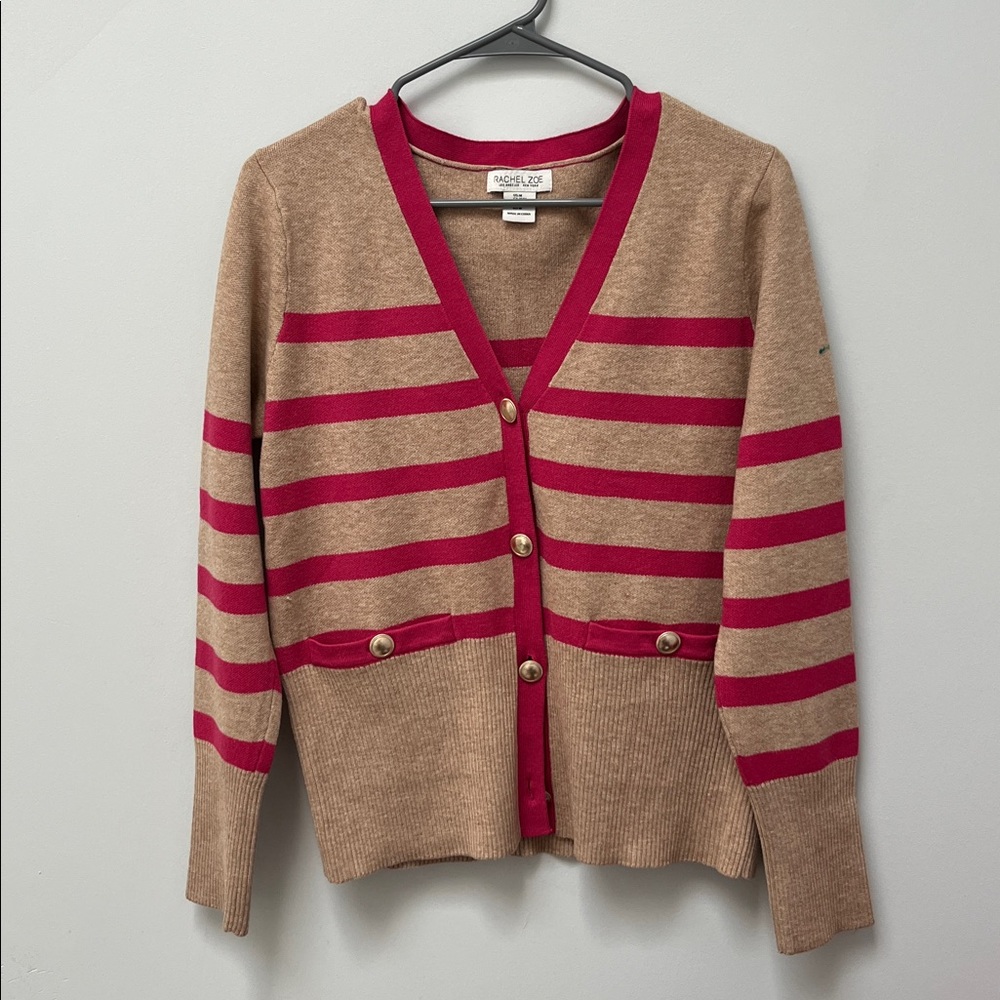 Rachel Zoe Striped Button-Up Cardigan